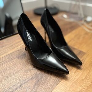 Sleek Black Patent Leather Heels
